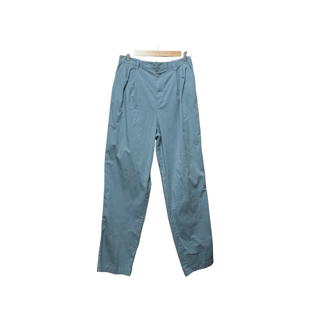 Gap Pleated Tapered Chino Pants Womens 10 Blue Garment Dyed Elastic Back